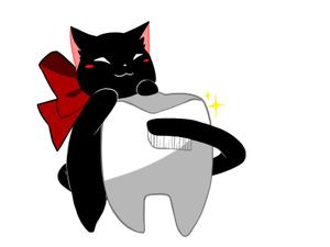 COROBO (corobo)さんの尻尾が歯ブラシになっている黒猫　が歯を磨いてくれているイメージ（グレー系の猫でも可）への提案