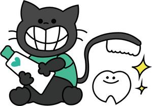いくみ (ikmikm)さんの尻尾が歯ブラシになっている黒猫　が歯を磨いてくれているイメージ（グレー系の猫でも可）への提案