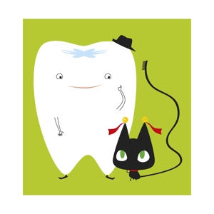 ArtStudio MAI (minami-mi-natz)さんの尻尾が歯ブラシになっている黒猫　が歯を磨いてくれているイメージ（グレー系の猫でも可）への提案