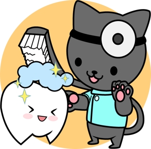 藤咲えりぃ (Eririn)さんの尻尾が歯ブラシになっている黒猫　が歯を磨いてくれているイメージ（グレー系の猫でも可）への提案