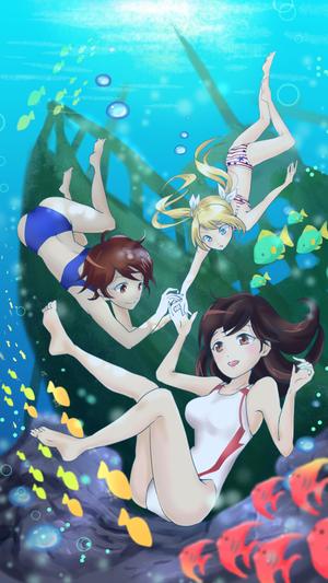 かしはら (Peektank)さんのオリジナルキャラの水中イラストへの提案