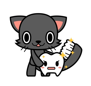RLYØ【キャラデザ・イラスト制作等】 (ryo_connectal)さんの尻尾が歯ブラシになっている黒猫　が歯を磨いてくれているイメージ（グレー系の猫でも可）への提案