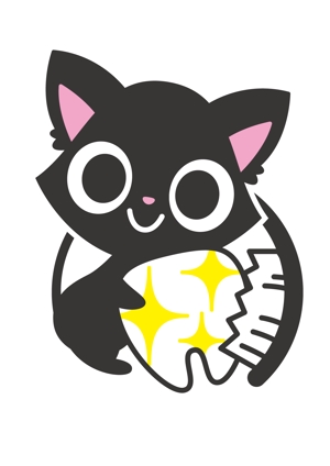 syow（イラスト・キャラデザなど） (n_sho)さんの尻尾が歯ブラシになっている黒猫　が歯を磨いてくれているイメージ（グレー系の猫でも可）への提案
