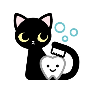 タキノユキ (uncia12021)さんの尻尾が歯ブラシになっている黒猫　が歯を磨いてくれているイメージ（グレー系の猫でも可）への提案
