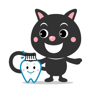 str-labelさんの尻尾が歯ブラシになっている黒猫　が歯を磨いてくれているイメージ（グレー系の猫でも可）への提案