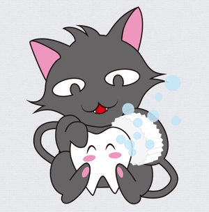 K.Nagasawa (nagasawa0330)さんの尻尾が歯ブラシになっている黒猫　が歯を磨いてくれているイメージ（グレー系の猫でも可）への提案