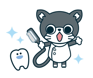yano (ynysak)さんの尻尾が歯ブラシになっている黒猫　が歯を磨いてくれているイメージ（グレー系の猫でも可）への提案