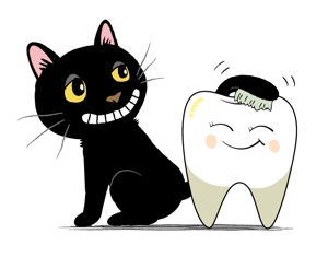 KIYUSAI ()さんの尻尾が歯ブラシになっている黒猫　が歯を磨いてくれているイメージ（グレー系の猫でも可）への提案