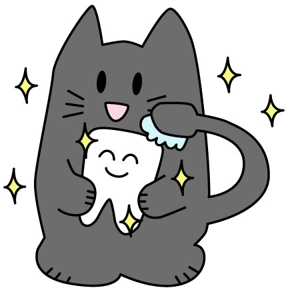 tanukikunさんの尻尾が歯ブラシになっている黒猫　が歯を磨いてくれているイメージ（グレー系の猫でも可）への提案