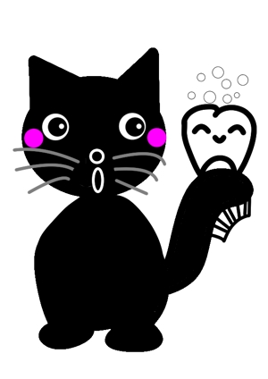 miia (miia)さんの尻尾が歯ブラシになっている黒猫　が歯を磨いてくれているイメージ（グレー系の猫でも可）への提案