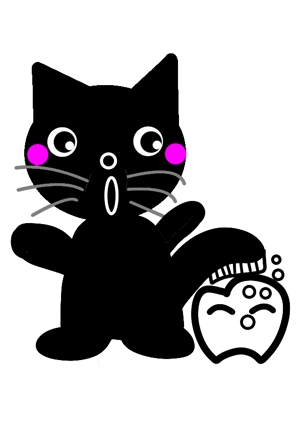 miia (miia)さんの尻尾が歯ブラシになっている黒猫　が歯を磨いてくれているイメージ（グレー系の猫でも可）への提案