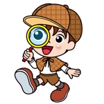 おかざわ (okazawa)さんの探偵服をきた坊や（少年）が虫眼鏡をもって歩いているイラストへの提案