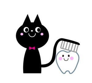 gaho (putiputi)さんの尻尾が歯ブラシになっている黒猫　が歯を磨いてくれているイメージ（グレー系の猫でも可）への提案