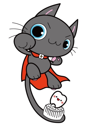 LUNO (bokumari)さんの尻尾が歯ブラシになっている黒猫　が歯を磨いてくれているイメージ（グレー系の猫でも可）への提案