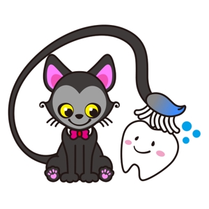 ryozworld (ryozworld)さんの尻尾が歯ブラシになっている黒猫　が歯を磨いてくれているイメージ（グレー系の猫でも可）への提案