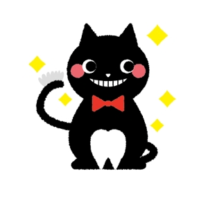 緒方　沁 ( OGATA SHIN ) (ogata_shin)さんの尻尾が歯ブラシになっている黒猫　が歯を磨いてくれているイメージ（グレー系の猫でも可）への提案