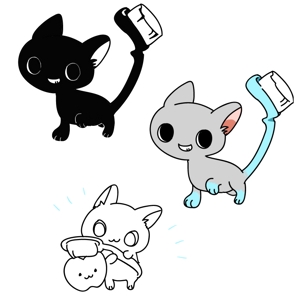 cado (kitamura_k)さんの尻尾が歯ブラシになっている黒猫　が歯を磨いてくれているイメージ（グレー系の猫でも可）への提案