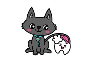 yuh (yuhmanta)さんの尻尾が歯ブラシになっている黒猫　が歯を磨いてくれているイメージ（グレー系の猫でも可）への提案