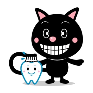 str-labelさんの尻尾が歯ブラシになっている黒猫　が歯を磨いてくれているイメージ（グレー系の猫でも可）への提案
