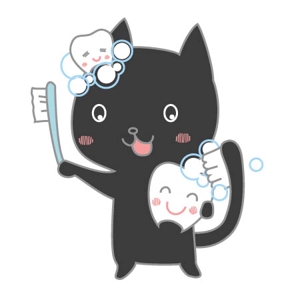 ai (momo_rino)さんの尻尾が歯ブラシになっている黒猫　が歯を磨いてくれているイメージ（グレー系の猫でも可）への提案
