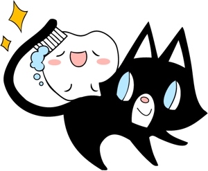 ちくわぶ (chikuwabu42)さんの尻尾が歯ブラシになっている黒猫　が歯を磨いてくれているイメージ（グレー系の猫でも可）への提案