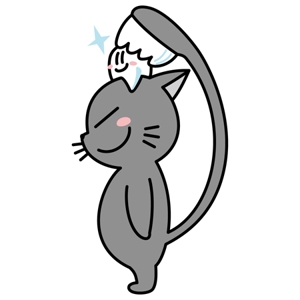 azubo ()さんの尻尾が歯ブラシになっている黒猫　が歯を磨いてくれているイメージ（グレー系の猫でも可）への提案