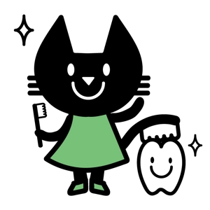 ハラダアイ (ai524)さんの尻尾が歯ブラシになっている黒猫　が歯を磨いてくれているイメージ（グレー系の猫でも可）への提案