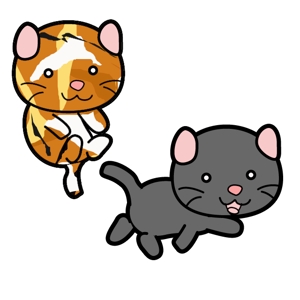 おとう (akubal9)さんの姉妹猫「るうとりり」の食器用キャラクターデザイン　への提案