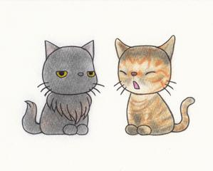 宮園 建吾 (KNG0621)さんの姉妹猫「るうとりり」の食器用キャラクターデザイン　への提案