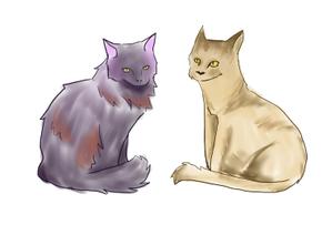 七夜　椋 ()さんの姉妹猫「るうとりり」の食器用キャラクターデザイン　への提案