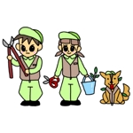 さくら (sakura_k)さんの造園作業の男の子、女の子、犬のキャラクターデザインへの提案
