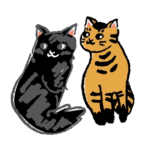 北牧奈央子 (kitamaki)さんの姉妹猫「るうとりり」の食器用キャラクターデザイン　への提案