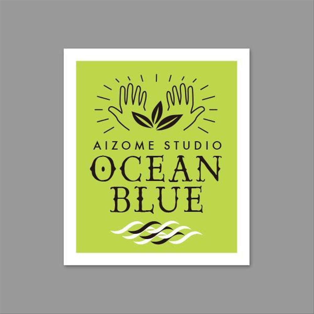 藍染めTシャツに縫い付けるネームタグのロゴデザイン