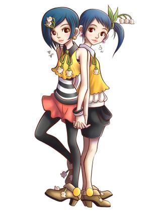 パグはる (pugharuru)さんの双子のキャラクターデザインへの提案