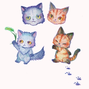 ニッタ (mayora)さんの姉妹猫「るうとりり」の食器用キャラクターデザイン　への提案