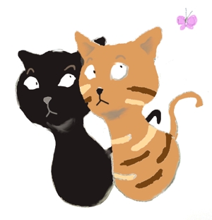 つばめらぼ (mana7600)さんの姉妹猫「るうとりり」の食器用キャラクターデザイン　への提案