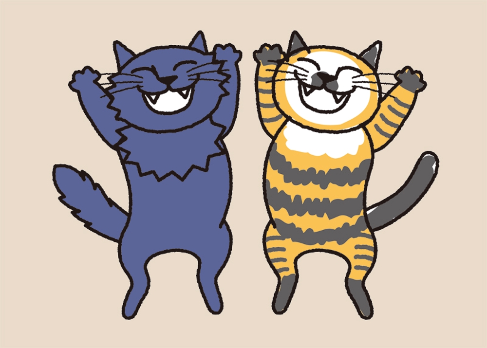 姉妹猫「るうとりり」の食器用キャラクターデザイン　