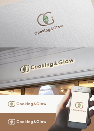 p ()さんの飲食店「Cooking&Glow」のロゴへの提案