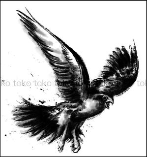 toko18 (toko18)さんの水墨画のようなモノクロの鳥イラストへの提案