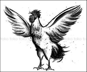 toko18 (toko18)さんの水墨画のようなモノクロの鳥イラストへの提案