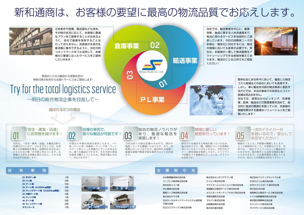 運送会社の見開き会社案内（原稿あり）