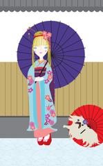tacodesign (tacodesign)さんの可愛い小型犬ペキニーズのイラスト(男の子)とイギリス人女性のイラスト。への提案