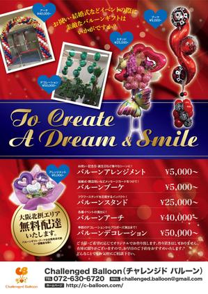 四次元ポケット (uzonke55)さんのバルーンショップ「Challenged Balloon」のチラシへの提案