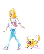 岩井藍海 ()さんの可愛い小型犬ペキニーズのイラスト(男の子)とイギリス人女性のイラスト。への提案