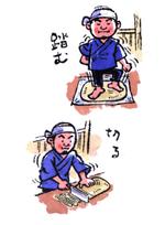 illustrator清水　司 (shimiyan-1951)さんの復興気仙沼手打ちうどん屋の工程イラストへの提案