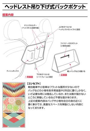 comamechichi (adashun)さんの車内収納用品のデザイン（軽自動車・コンパクトカーの車内で使用するファブリック収納用品）への提案