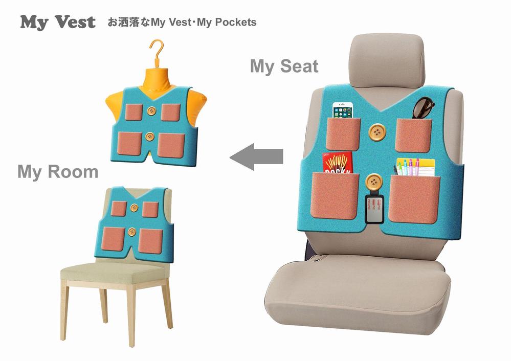 車内収納用品のデザイン（軽自動車・コンパクトカーの車内で使用するファブリック収納用品）