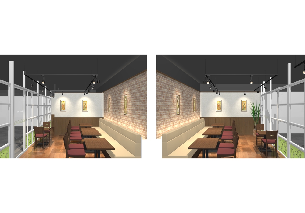 オフィスCafe化計画！！オリジナルデザインガラスローパーティションにカフェデザインお願いします