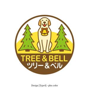 PLUS COLOR (plus_color)さんのゴールデンレトリバーの笑顔と木、鈴(ベル)を入れた可愛く温かいロゴを希望への提案