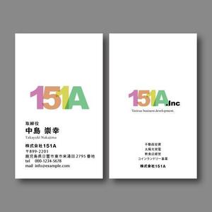 K_Inamiさんの名刺デザイン募集。株式会社151A(カブシキガイシャイチゴイチエ)への提案